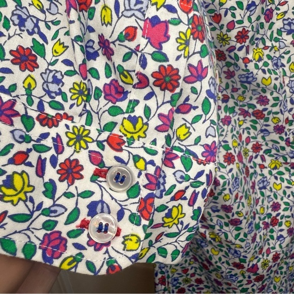 Talbots Women Floral Garden Short Sleeved Button Down Non Iron Shirt Size 16 EUC - Picture 4 of 6